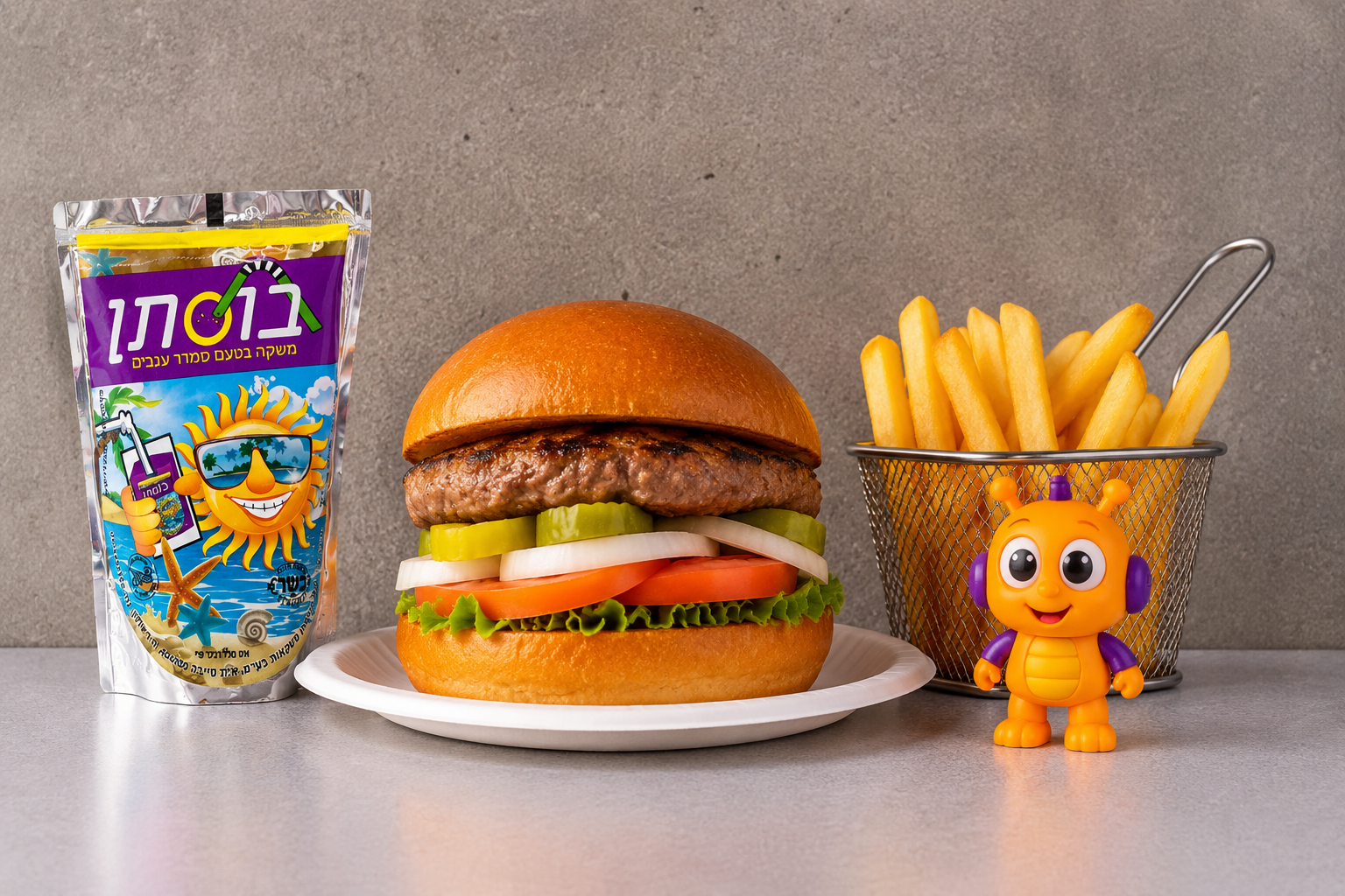 ארוחת המבורגר ילדים + צעצוע במתנה